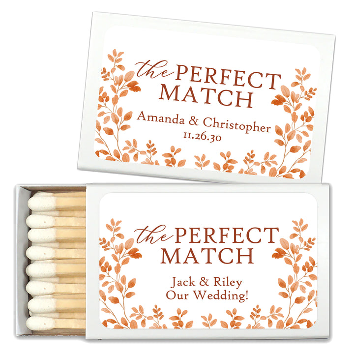 Personalized Wedding Favor Matches, Custom Matchboxes, Fall Wedding Favors, The Perfect Match, Autumn Leaves