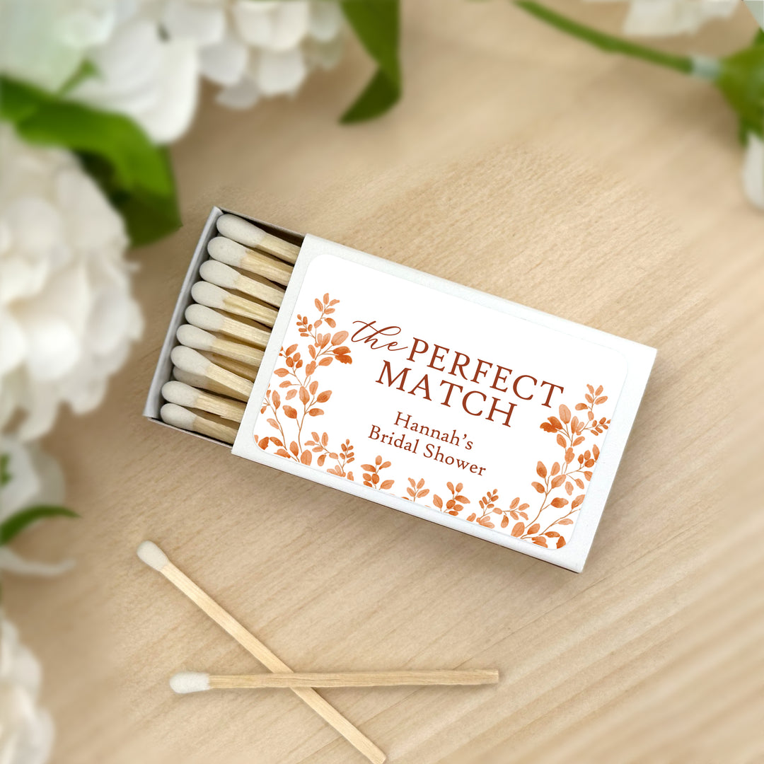Personalized Wedding Favor Matches, Custom Matchboxes, Fall Wedding Favors, The Perfect Match, Autumn Leaves