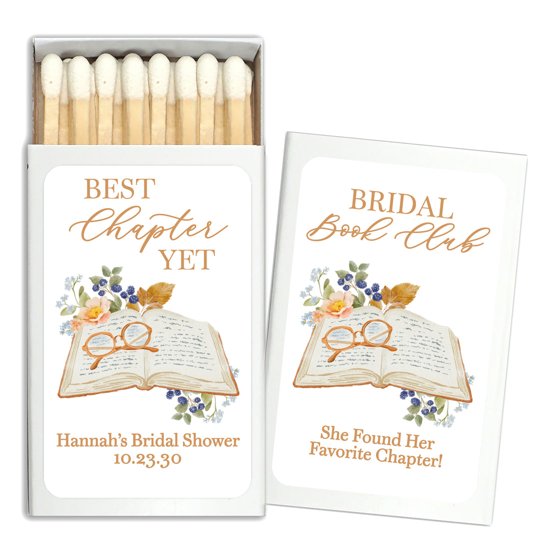 Personalized Wedding Matchboxes, Bridal Shower Favors, The Next Chapter, Our Love Story - Set of 50