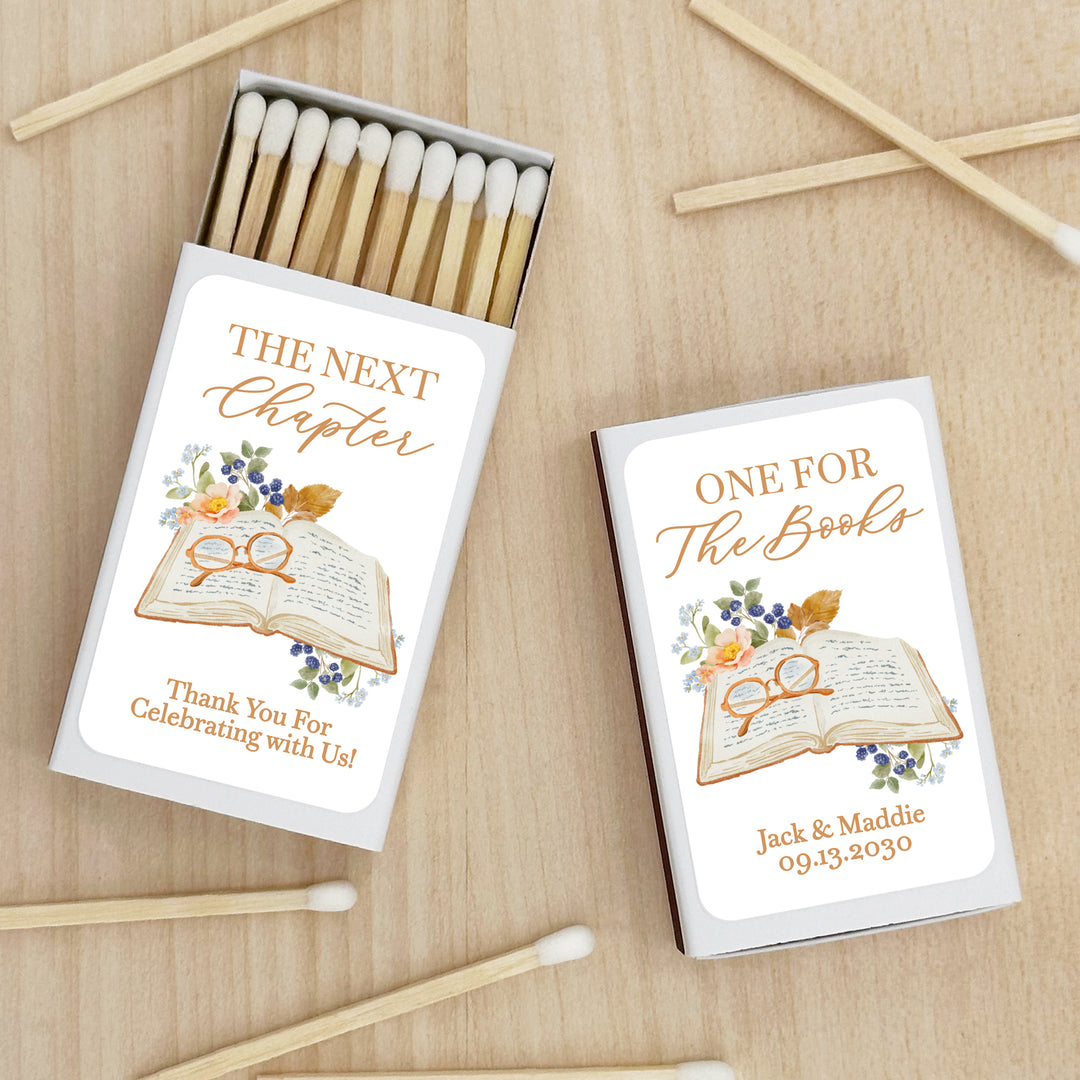 Personalized Wedding Matchboxes, Bridal Shower Favors, The Next Chapter, Our Love Story - Set of 50