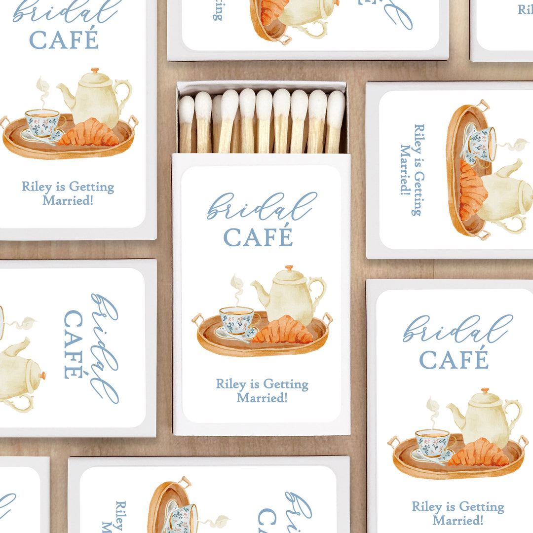 Bridal Shower Favors, Personalized Matchboxes, Bridal Brunch, Bridal Shower Tea Tray, Wedding Favors - Set of 50