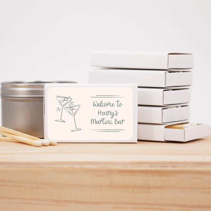 Wedding Favor Matches, Hand Drawn Drink Sketch (Set of 50)