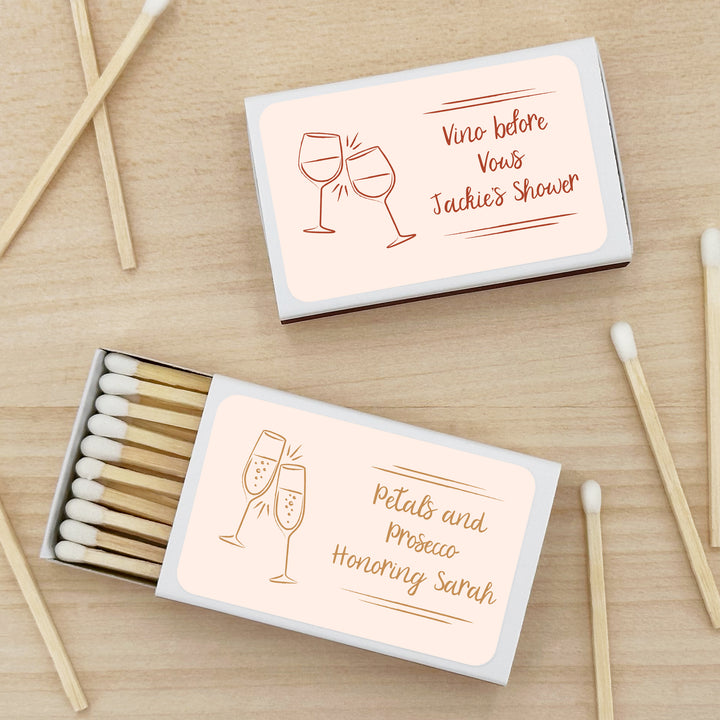 Wedding Favor Matches, Hand Drawn Drink Sketch (Set of 50)