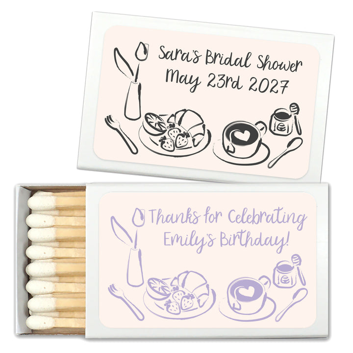 Wedding Favor Matches, Hand Drawn Café Sketch (Set of 50)