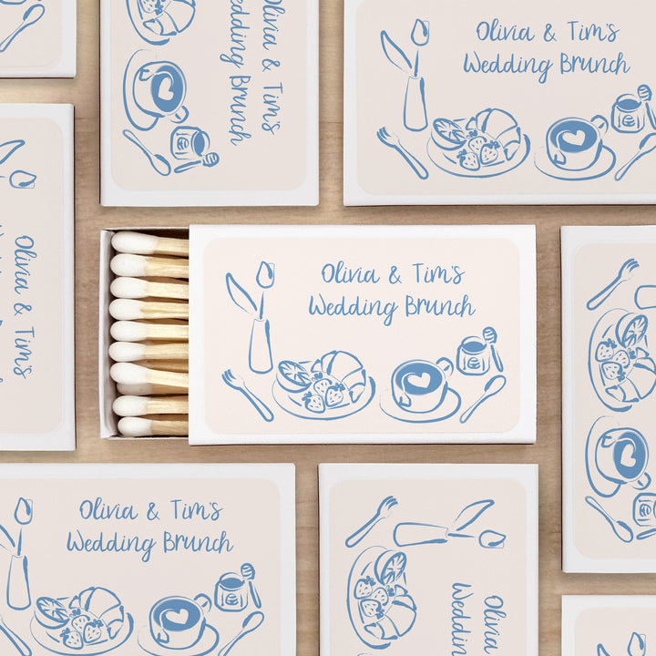 Wedding Favor Matches, Hand Drawn Café Sketch (Set of 50)