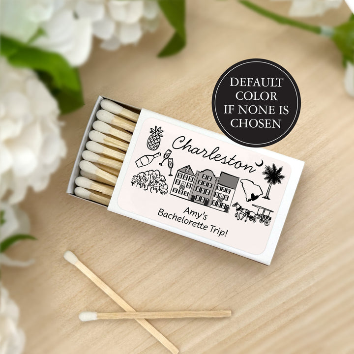 Custom Wedding Matches, Girls Weekend, Hand Drawn Charleston Bachelorette Matches (Set of 50)