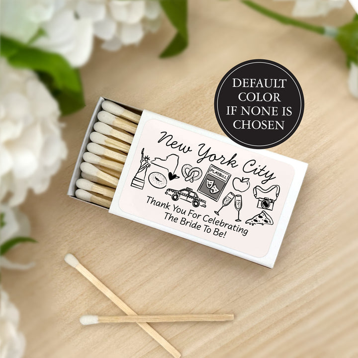 Custom Wedding Matches, Girls Weekend, Hand Drawn New York City Bachelorette Matches (Set of 50)
