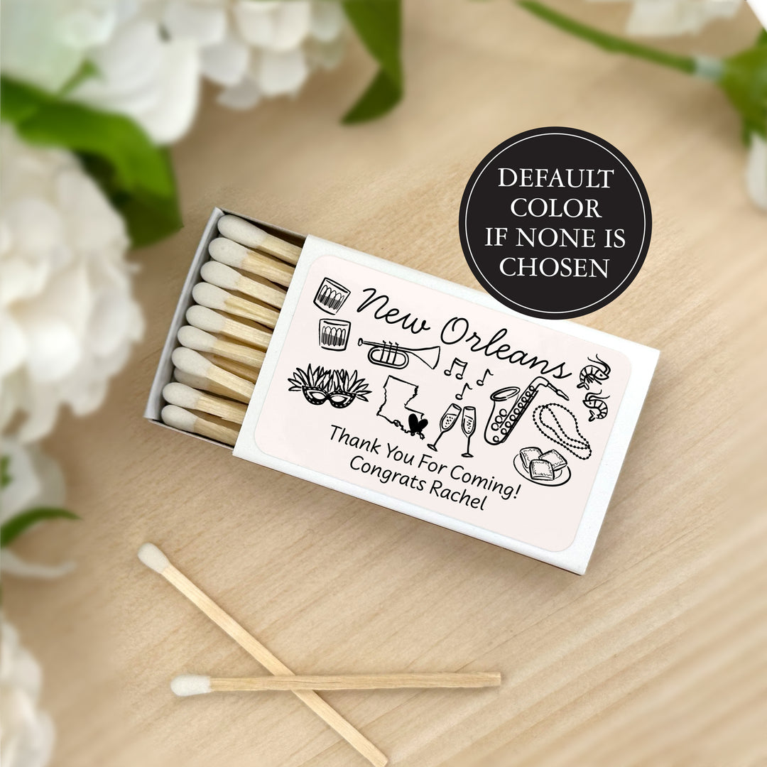Custom Wedding Matches, Girls Weekend, Hand Drawn New Orleans Bachelorette Matches (Set of 50)