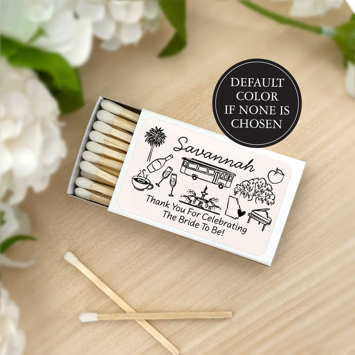 Custom Wedding Matches, Girls Weekend, Hand Drawn Savannah Bachelorette Matches (Set of 50)