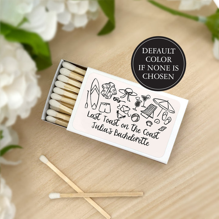 Custom Wedding Matches, Girls Weekend, Hand Drawn Beach Bachelorette Matches (Set of 50)