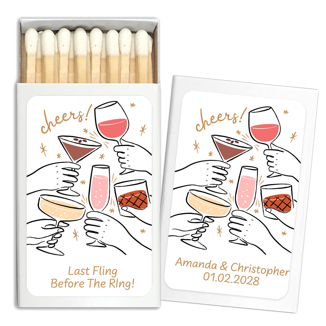 Cheers Cocktails Doodle, Matches - Set of 50