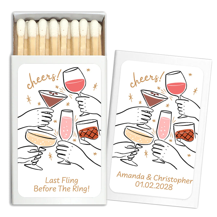Cheers Cocktails Doodle, Matches - Set of 50