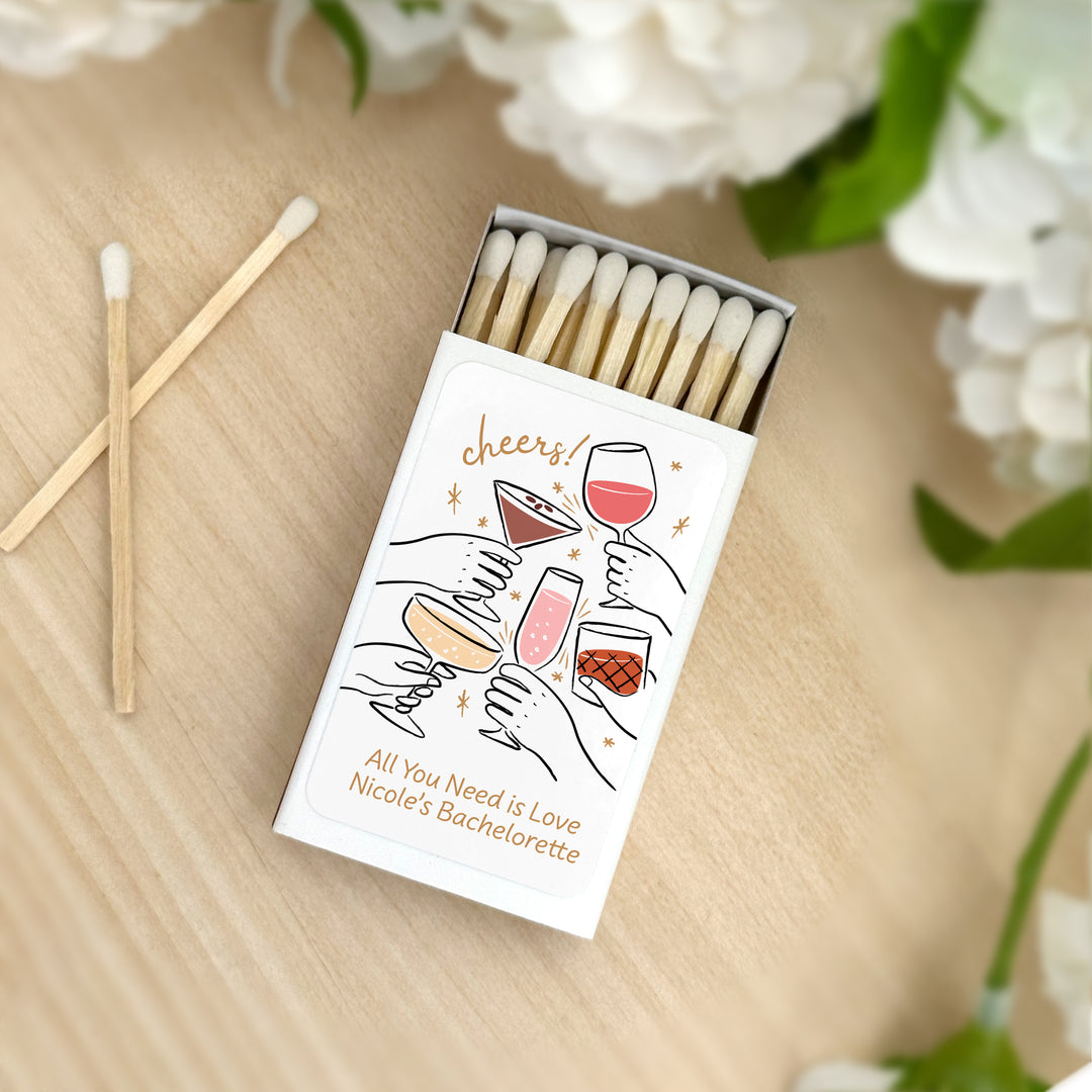 Cheers Cocktails Doodle, Matches - Set of 50