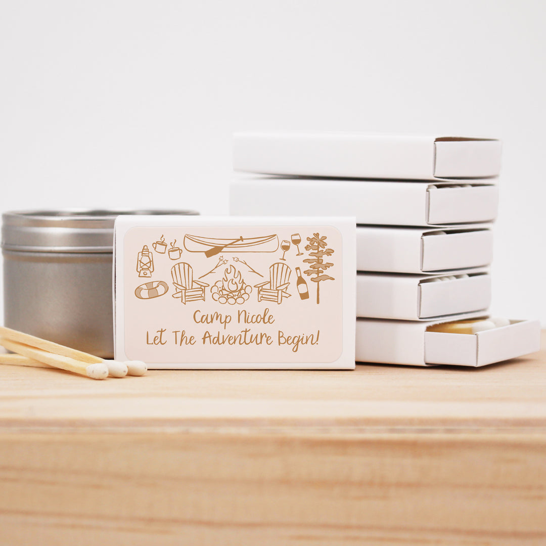 Custom Wedding Matches, Girls Weekend, Hand Drawn Lake Bachelorette Matches (Set of 50)
