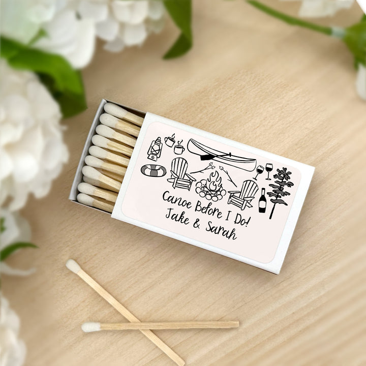 Custom Wedding Matches, Girls Weekend, Hand Drawn Lake Bachelorette Matches (Set of 50)