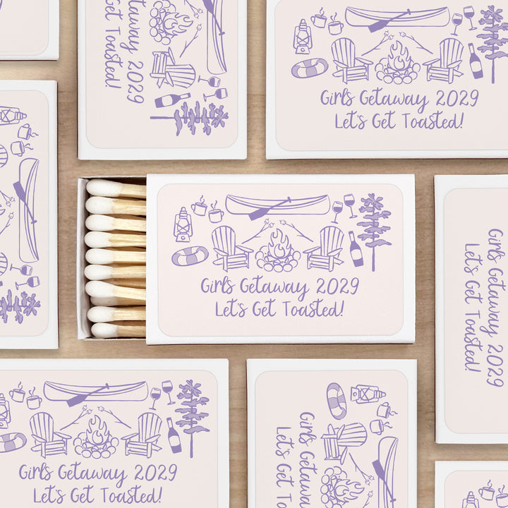 Custom Wedding Matches, Girls Weekend, Hand Drawn Lake Bachelorette Matches (Set of 50)