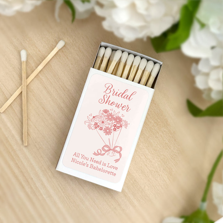 Hand Drawn Bouquet Sketch Matches, Wedding Matches (Set of 50)