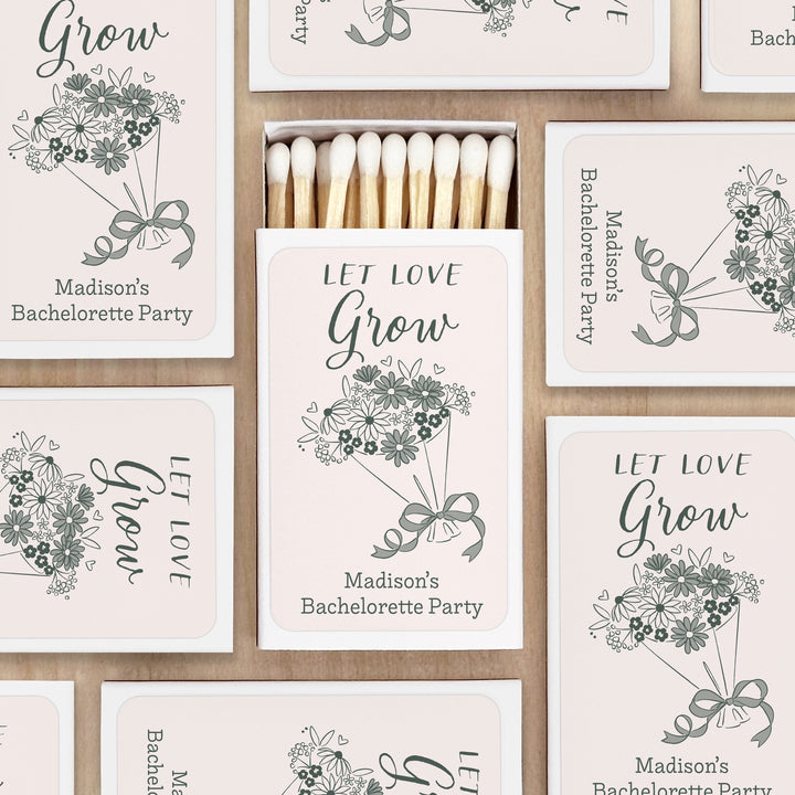 Hand Drawn Bouquet Sketch Matches, Wedding Matches (Set of 50)