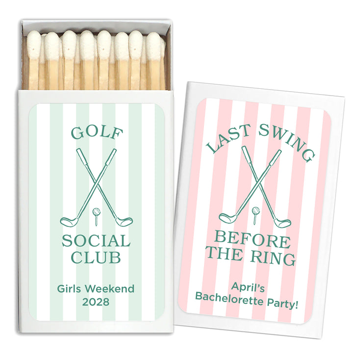 Last Swing Before the Ring, Golf Stripe Matches - Set of 50