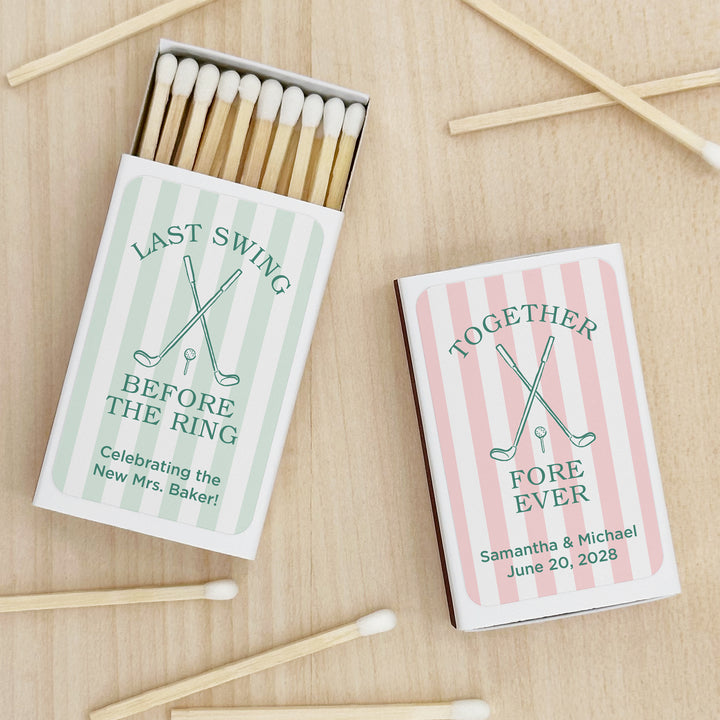 Last Swing Before the Ring, Golf Stripe Matches - Set of 50