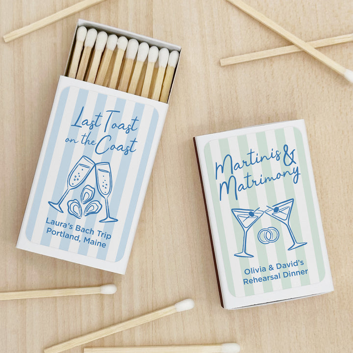 About Last Night, Last Toast on the Coast, Bachelorette Stripe Matches - Set of 50