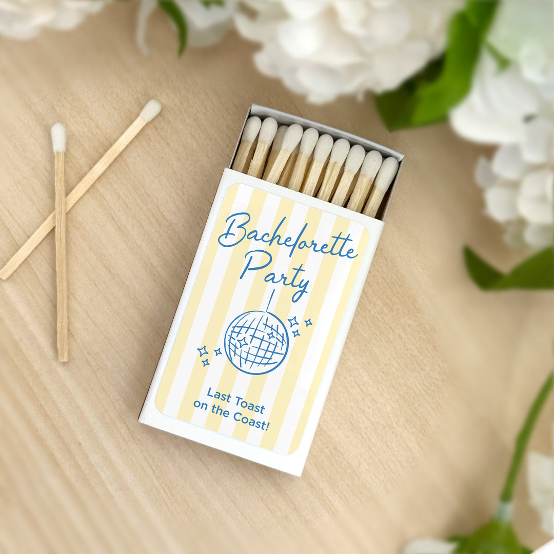 About Last Night, Last Toast on the Coast, Bachelorette Stripe Matches - Set of 50
