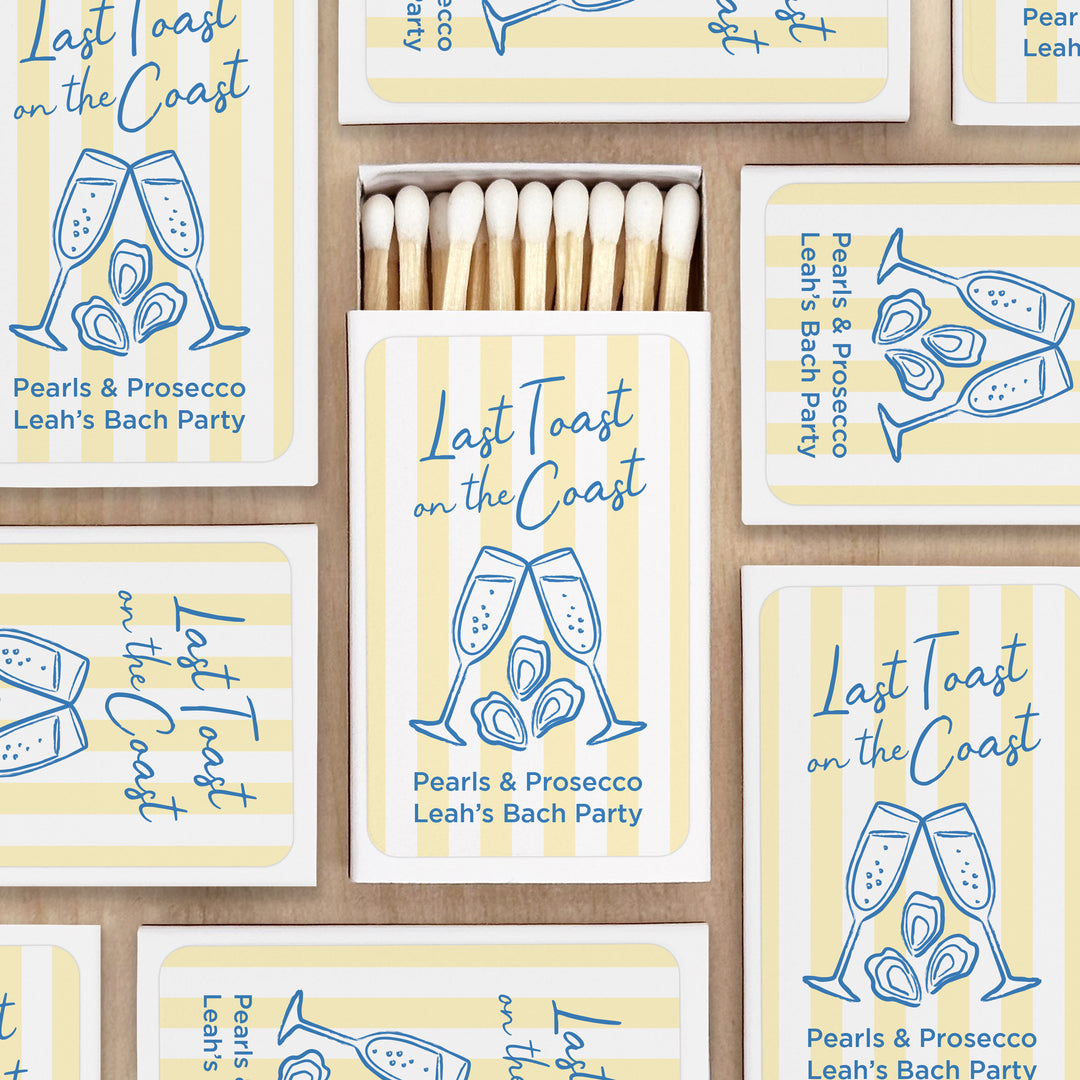 About Last Night, Last Toast on the Coast, Bachelorette Stripe Matches - Set of 50