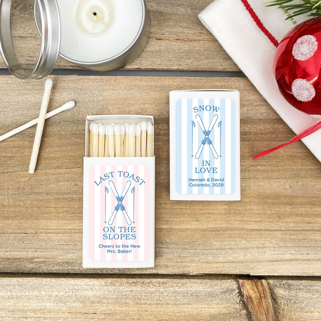 Last Toast on the Slopes, Ski Stripe Matches - Set of 50