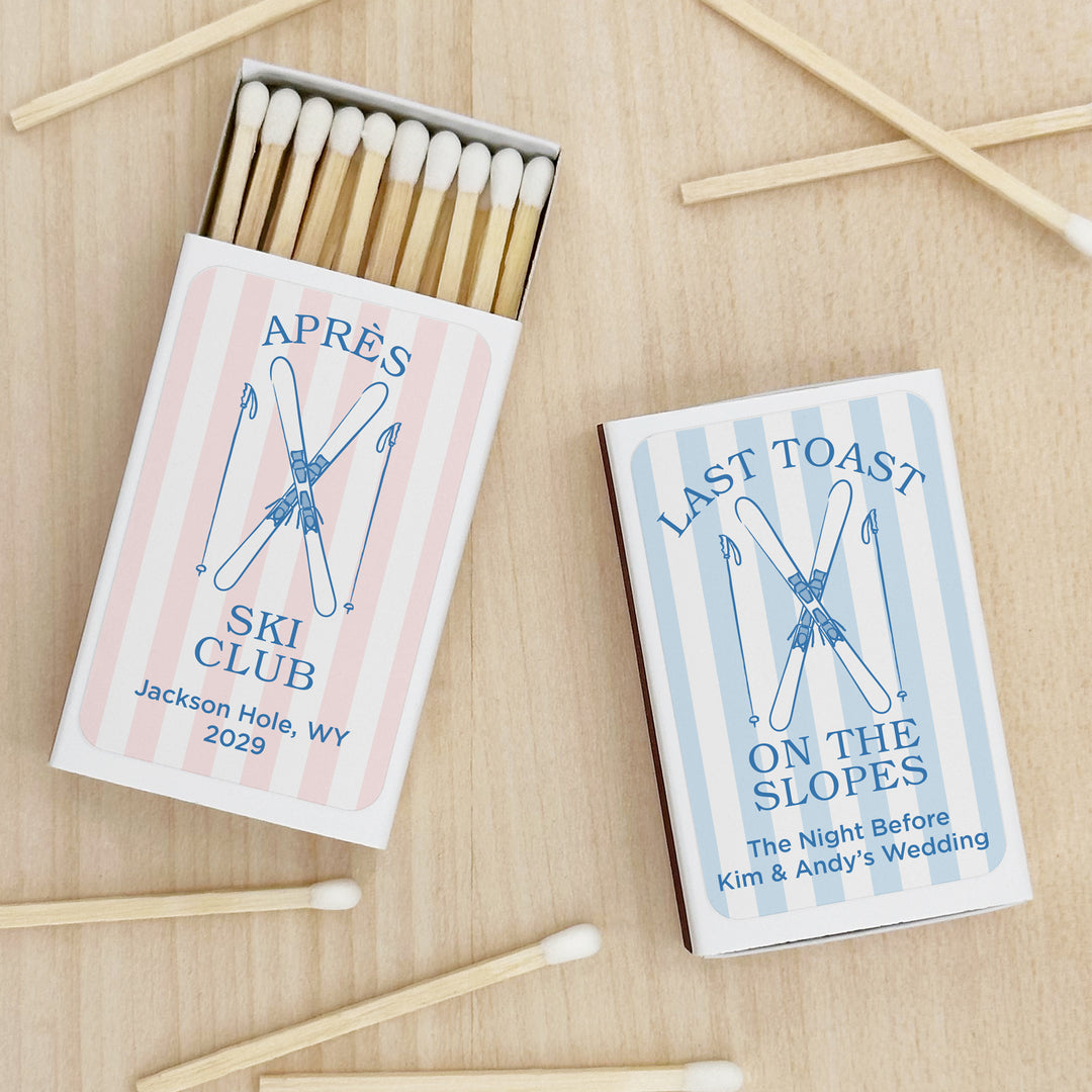 Last Toast on the Slopes, Ski Stripe Matches - Set of 50