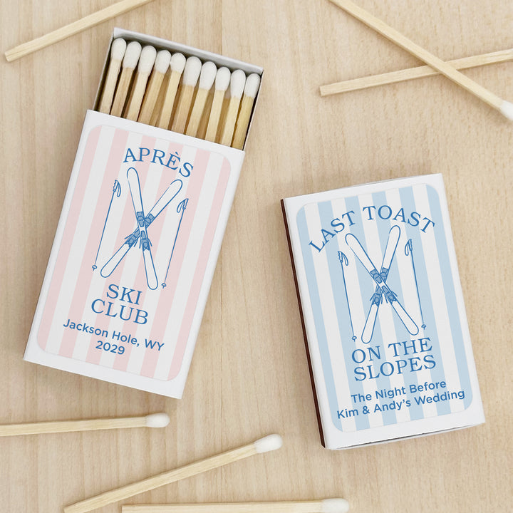 Last Toast on the Slopes, Ski Stripe Matches - Set of 50