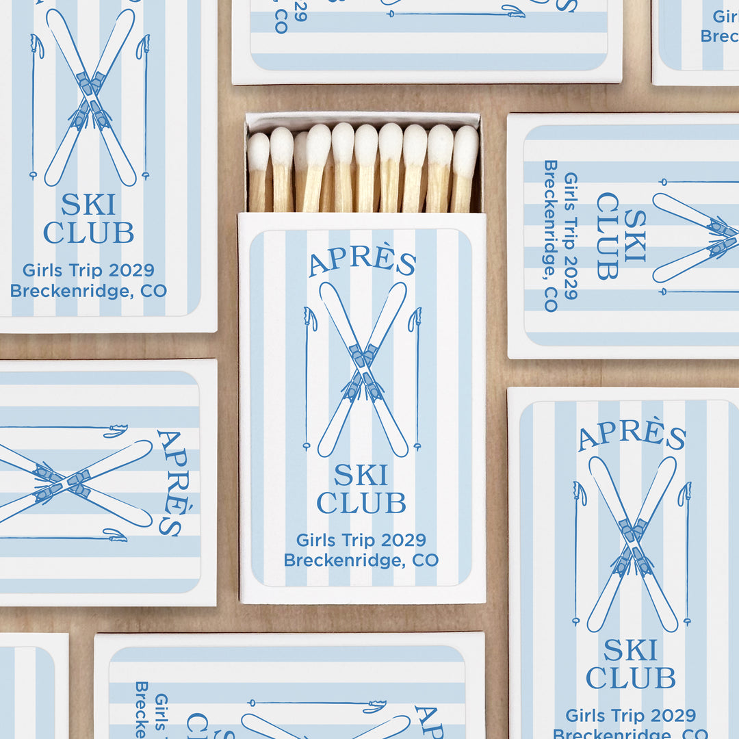 Last Toast on the Slopes, Ski Stripe Matches - Set of 50