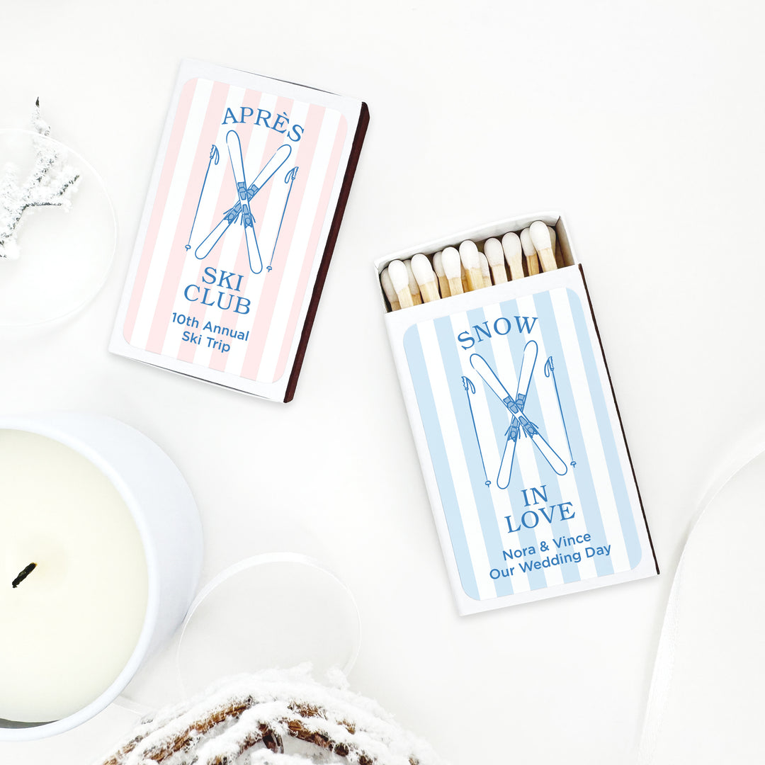 Last Toast on the Slopes, Ski Stripe Matches - Set of 50