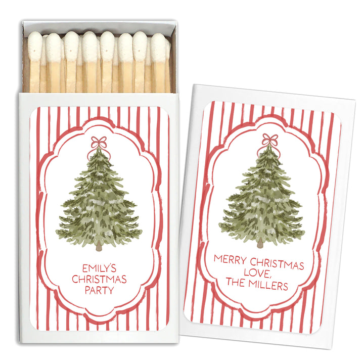 Christmas Tree Stripe Matches - Set of 50