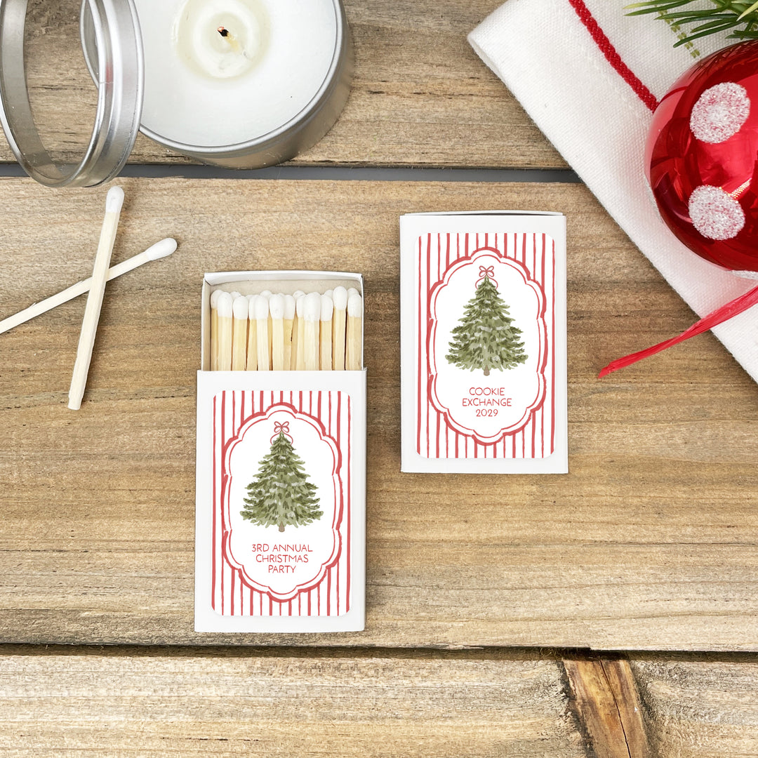 Christmas Tree Stripe Matches - Set of 50