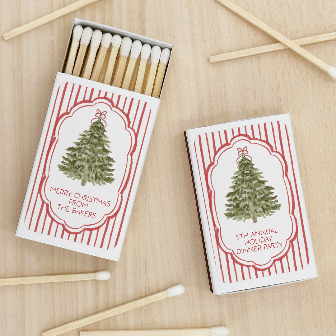 Christmas Tree Stripe Matches - Set of 50
