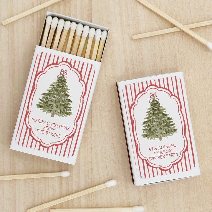 Christmas Tree Stripe Matches - Set of 50