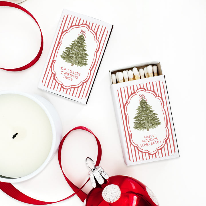 Christmas Tree Stripe Matches - Set of 50