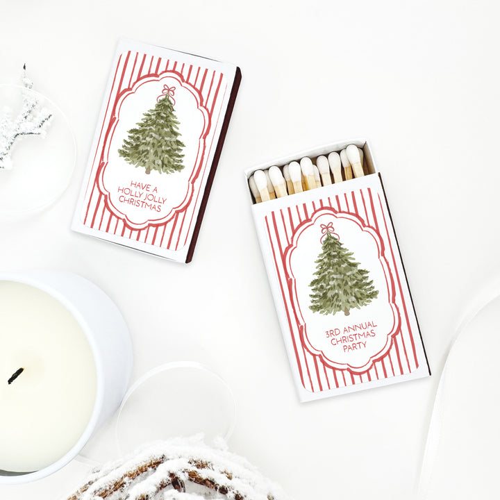Christmas Tree Stripe Matches - Set of 50