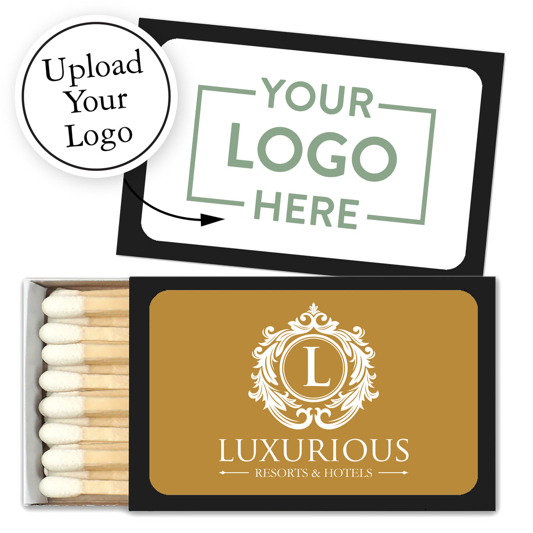 Custom Matchbooks, Custom Matches, Personalized Matches, Promotional Matches, Custom Matchboxes, Custom Party Favors -50 black boxes in a set