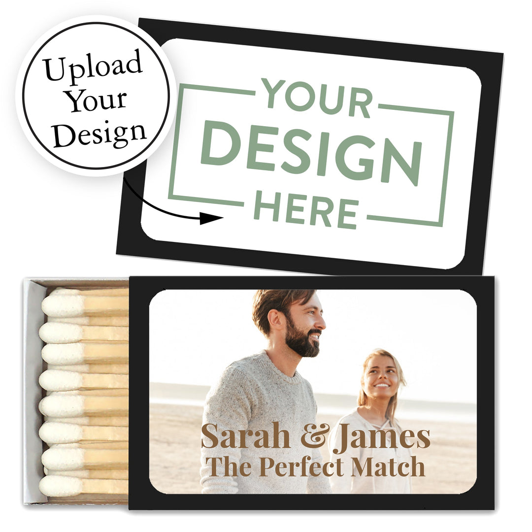 Custom Matchbooks, Custom Matches, Personalized Matches, Wedding Matches, Custom Birthday Party Favors, Custom Anniversary Matchboxes, -50 black boxes in a set