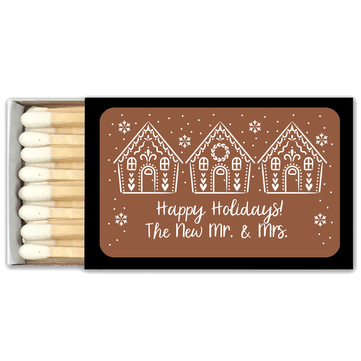Personalized Christmas Matches, Gingerbread Houses - Set of 50