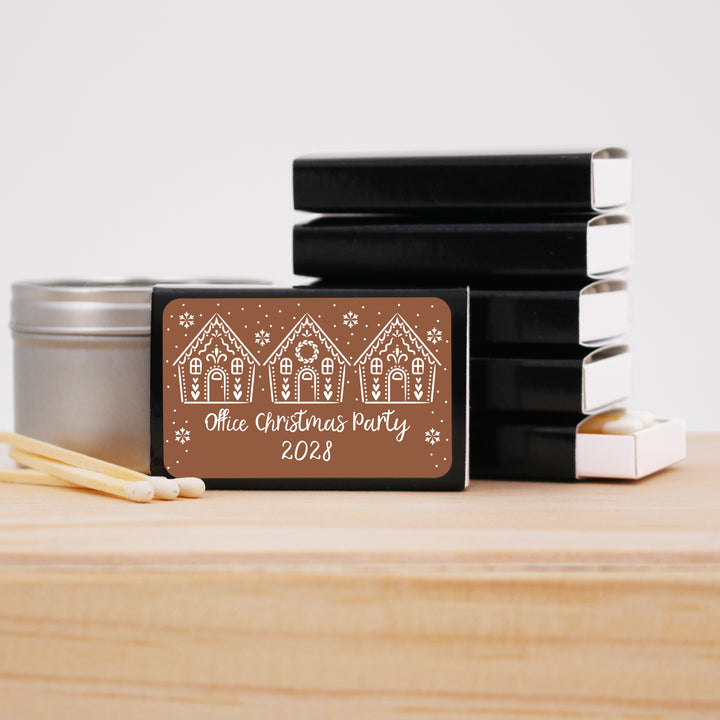 Personalized Christmas Matches, Gingerbread Houses - Set of 50