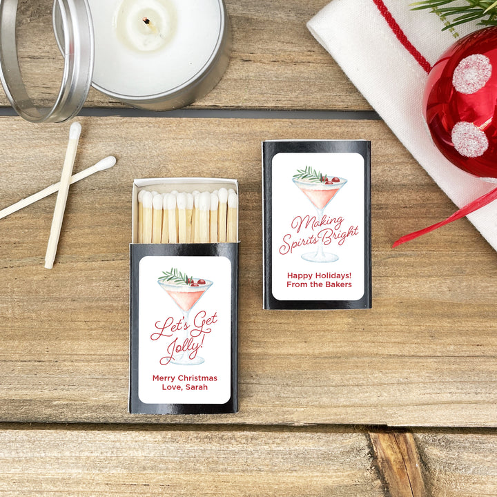 Watercolor Holiday Cocktail Matches - Set of 50