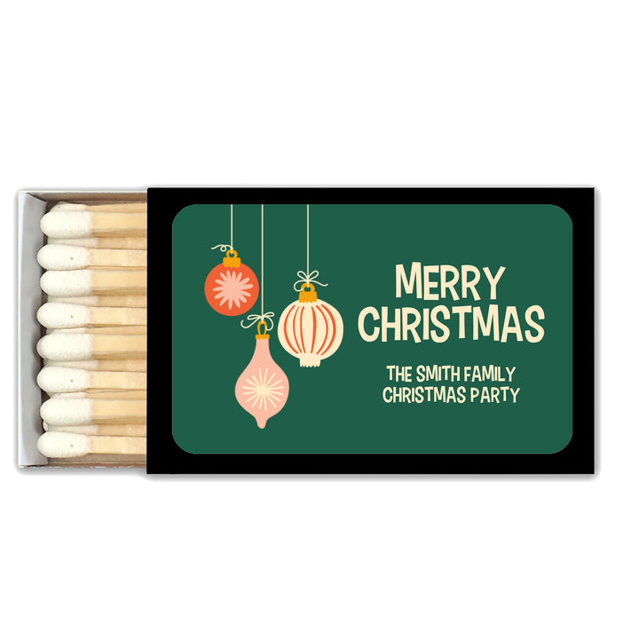 Mid-Century Christmas Matchboxes, Personalized Holiday Party Favors - Set of 50