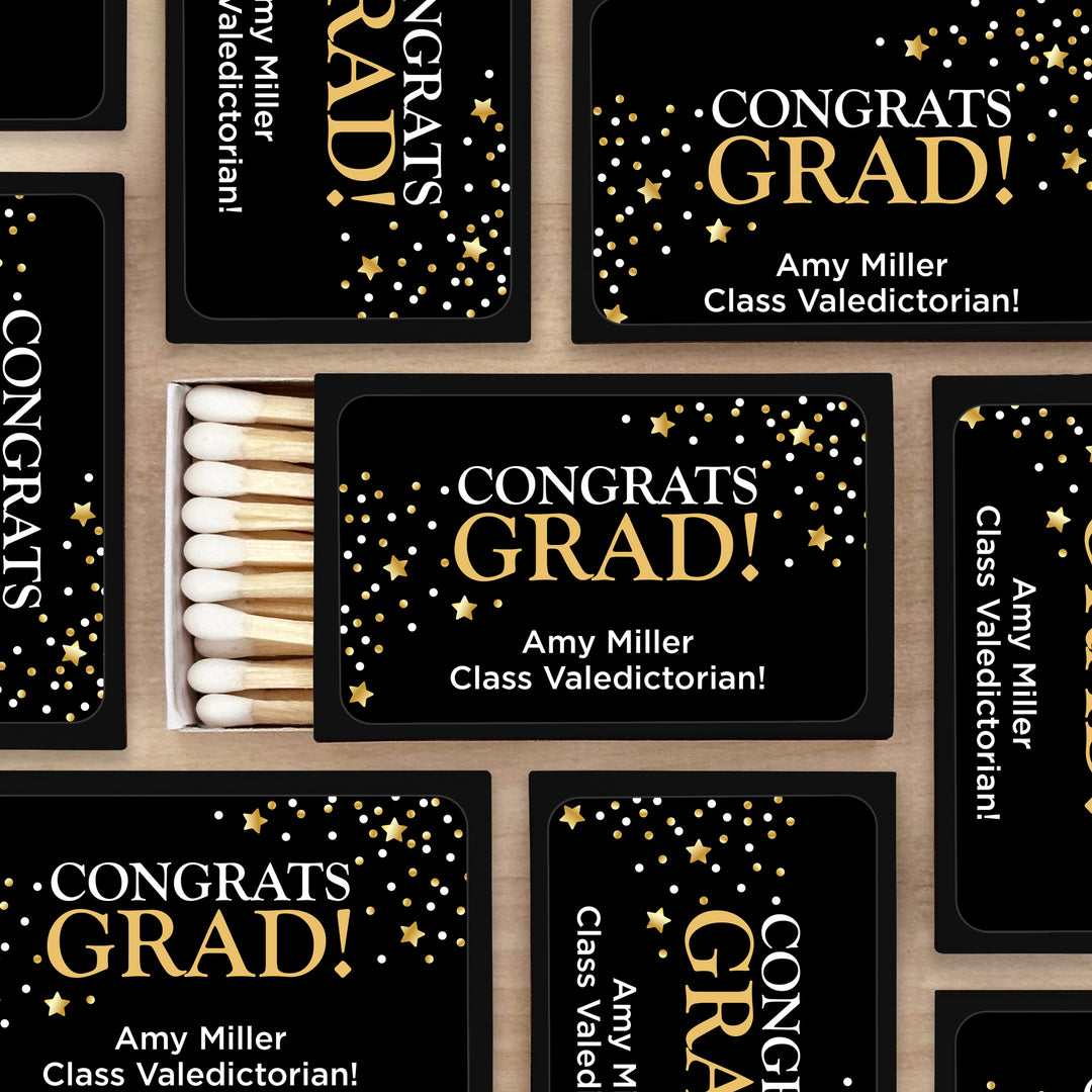 Graduation Favor Matches, Congrats Grad Confetti Stars (Set of 50)