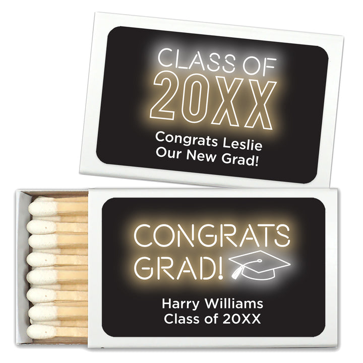 Graduation Favor Matches, Neon Disco Grad (Set of 50)