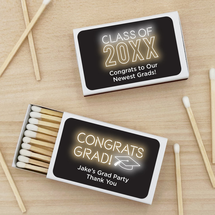 Graduation Favor Matches, Neon Disco Grad (Set of 50)