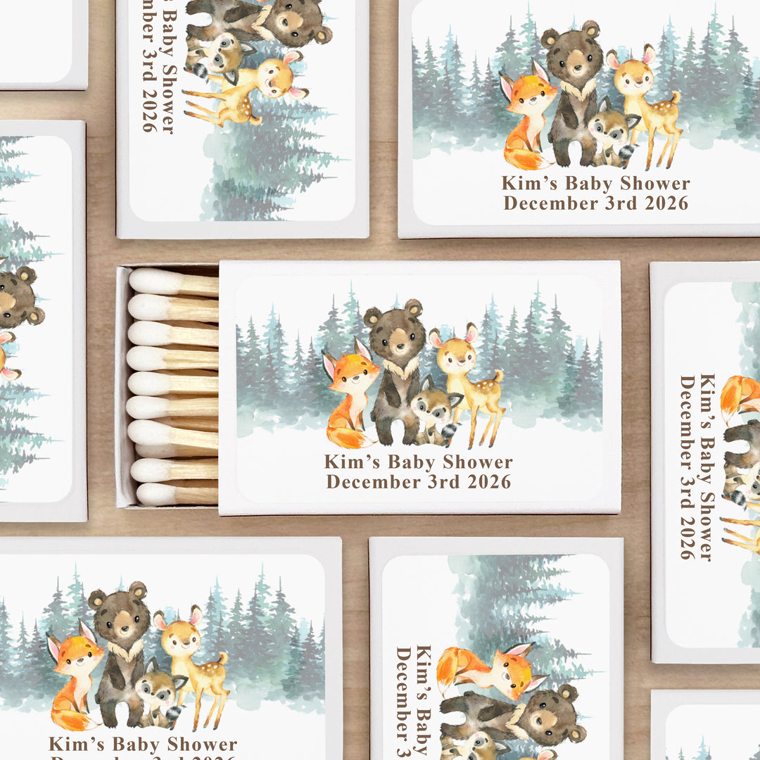 Baby Shower Favor Matches, Woodland Animals (Set of 50)