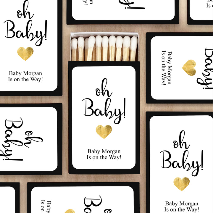 Baby Shower Favor Matches, Foil Heart (Set of 50)