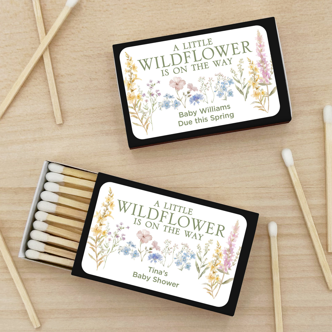A Little Wildflower is on the Way, Baby Shower Favor Matches (Set of 50)